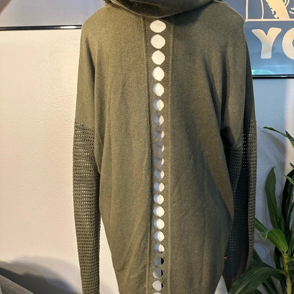 Stitches and Stripes Green Cutout Hoodie